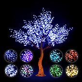 Lighted Cherry Blossom LED Tree - AC Adapter - 1200 LEDs - RGBW w/ Remote & Many Functions! - 9FT Tall