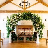 Green Round Eucalyptus Leaf Wedding Ceremony Arch w/ Interchangeable Branches - 8 Feet Tall