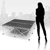 IntelliStage - Lightweight Folding Portable Stage - 4ft x 4ft Platform & Riser Set - Carpet Top