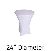 210 GSM Grade +A Best Quality/Best Value Quality 24" Hi-Boy - Spandex Table Cover - White - Cocktail Table - 24" Diameter