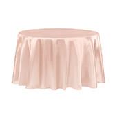 Sleek Satin Tablecloth 120" Round - Blush/Rose Gold