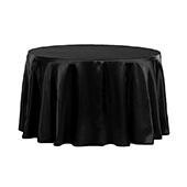 Sleek Satin Tablecloths 132" Round - Black