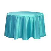 Sleek Satin Tablecloths 132" Round - Dark Turquoise