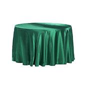 Sleek Satin Tablecloths 132" Round - Emerald Green