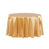 Sleek Satin Tablecloths 132" Round - Gold Antique