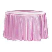 Sleek Satin Tablecloths 132" Round - Medium Pink