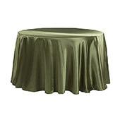 Sleek Satin Tablecloths 132" Round - Willow Green