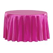 Sleek Satin Tablecloth 120" Round - Fuchsia