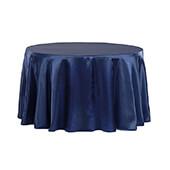 Sleek Satin Tablecloth 120" Round - Navy Blue