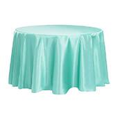 Sleek Satin Tablecloth 120" Round - Light Turquoise