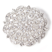 DecoStar™ Diamond Encrusted Antique Brooch - Silver