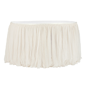 Sheer Glitter Tulle Tutu Table Skirt - 14ft Long - Ivory