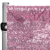 Pink Sequin Backdrop Curtain w/ 4" Rod Pocket by Eastern Mills - 10ft Long x 4.5ft Wide