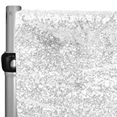 White Sequin Backdrop Curtain w/ 4" Rod Pocket by Eastern Mills - 10ft Long x 4.5ft Wide