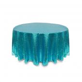 Teal Round Sequin Tablecloth by Eastern Mills - 126" Round