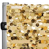 Gold Payette Sequin Backdrop Curtain w/ 4" Rod Pocket by Eastern Mills - 10ft Long x 4.5ft Wide