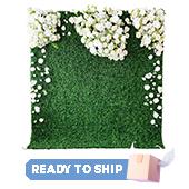 Greenery Wall w/ Mixed White Florals - Curtain Style - Easy Install! Select Size