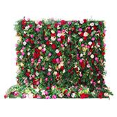 Deluxe Mixed Greenery w/ Maroon & Pink Florals - Curtain Style Floral Wall - Easy Install! Select Size