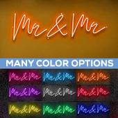 Neon Sign "Mr & Mr" in "Dear Sasha" Font - Choose your Size and Color!
