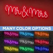 Neon Sign "Mr & Mrs" in "Nutmeg" Font - Choose your Size and Color!