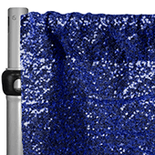 Navy Blue Sequin Backdrop Curtain w/ 4" Rod Pocket by Eastern Mills - 10ft Long x 4.5ft Wide