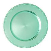 Decostar™ Plastic Charger Plate 13" - Shiny Foil Finish - Aqua - 24 Pieces