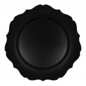 Plastic Scalloped Charger Plate 13" - 24 Pack - Black