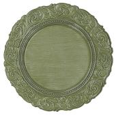 Antique Look Plastic Charger Plate 13" - 24 Pieces - Green