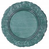 Antique Look Plastic Charger Plate 13" - 24 Pieces - Teal