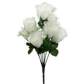 Artificial Rose Bud Bush 12" - Dozen - Ivory