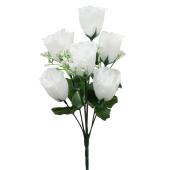 Artificial Rose Bud Bush 12"  - Dozen -  White