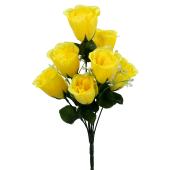 Artificial Rose Bud Bush 12"  - Dozen -  Yellow