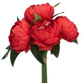 Artificial Peony Bouquet 10" - Red