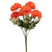 Artificial 6 Head Carnation Bush 12" - Orange