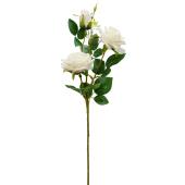 Artificial 3 Head Rose Stem 25" - White