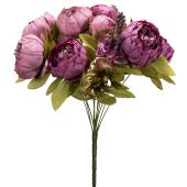 Artificial 13 Head Peony Bush 25" - Purple