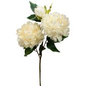 Artificial 3 Head Peony Stem 24" - White