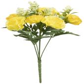 10 Head Carnation Bush With Berries 13" - Yellow