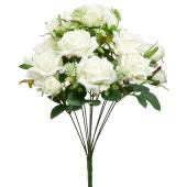 11 Head Rose Bush 16" - White