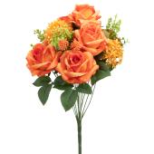 12 Head Bulgarian Rose And Snow Ball Hydrangea Bush 19" - Orange