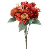 9 Head Sunflower and Button Mum Bouquet 17" - Red