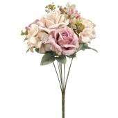 10 Head Antique Rose And Hydrangea Bush 18" - Lavender& Purple