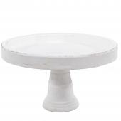 Rustic Wood Pedestal Cake Stand 7" - White