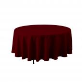 Economy Round Polyester Table Cover 120" - Burgundy