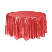 Economy Round Sequin Table Cover 108" - Red