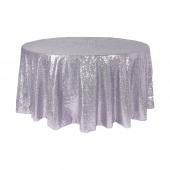 Economy Round Sequin Table Cover 108" - White Iridescent