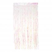 Metallic Curly Foil Fringe Curtain 96" - White Iridescent