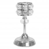 Metal Crystal Embellished Candle Holder 7¾" -  Silver