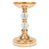 Metal Pillar Centerpiece with Crystal Globes 10½" - Gold