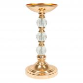 Metal Pillar Centerpiece with Crystal Globes 13¼" - Gold